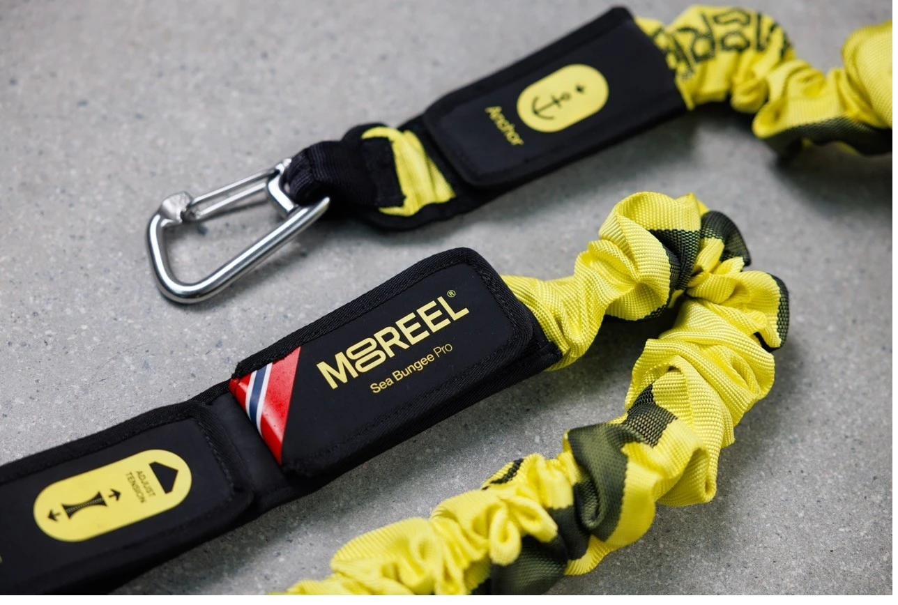 Mooreel Sea Bungee Pro — justerbar ankerstrikk i gult og svart
